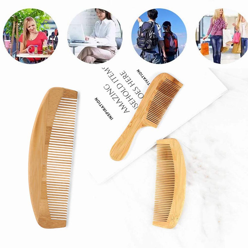 Hair Comb Wooden Salon Hairdressing Comb Curved Comb Fine Tooth Comb Set Moustache Grooming Brushes for Women Men and Girls 2 Pcs - BeesActive Australia