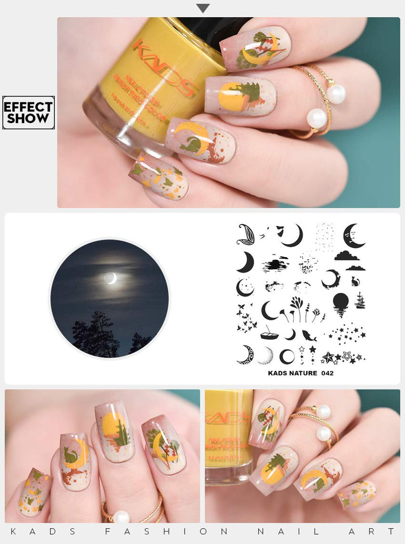KADS Nail Art Template Nature Nail Stamping Plate Nail Art DIY Moon Fish Image Manicure Tool(NA042) NA042 - BeesActive Australia