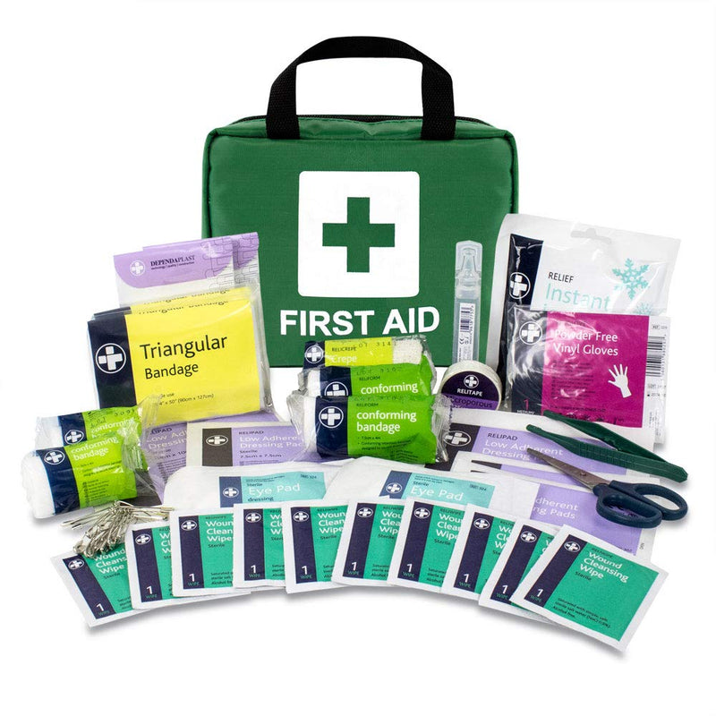 Reliance Medical - Biohazard Body Fluid Clean-Up Kit - 2 Single Application Packs- Black/Yellow Wall Mountable Box & Lewis-PLAST Premium First Aid Kit, 90 Count (Pack of 1) 2 Application Body Fluid Clean up Kit + Premium First Aid Kit - BeesActive Australia