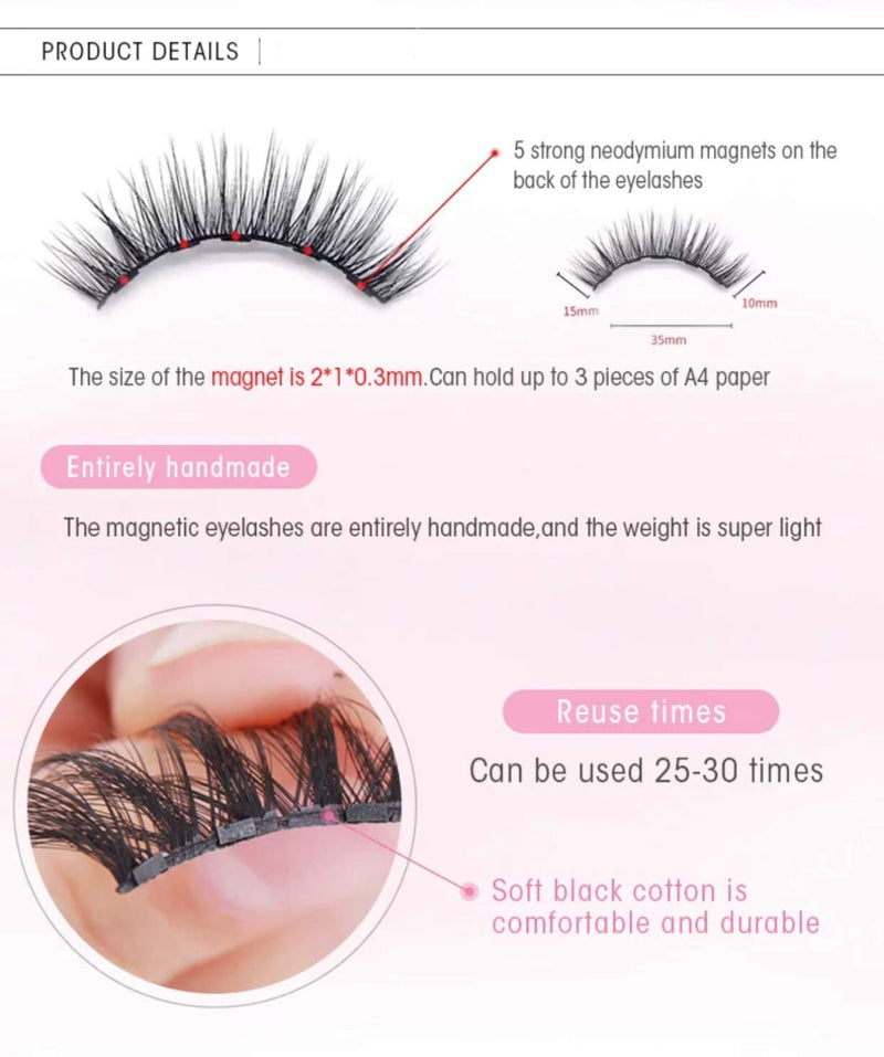 Golden Feather Magnetic Eyelashes and Eyeliner, Natural Look Reusable, Easy to apply, Waterproof, 3D, 5 Different Style Pair. - BeesActive Australia