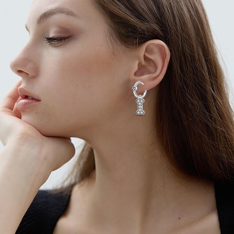 Hapour 925 Sterling Silver Hoop Earrings for Women -Large Simple Geometric Drop Earrings Jewelry Hypoallergenic Big Silver Hoop Earrings for Women Girls Cute Bone Claw Love Earrings - BeesActive Australia