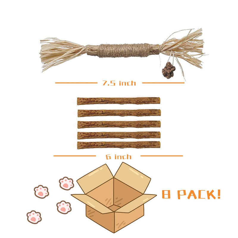 FURBB Cat Toys for Indoor Cats, Catnip Kitten Toys, Interactive Cat Toy for Indoor Cats, Natural Silvervine Stick Catmint Ball Sticks Cat Chew Toy for Kitten Lick Wooden Toy Cats Enjoy Sticks shape - BeesActive Australia