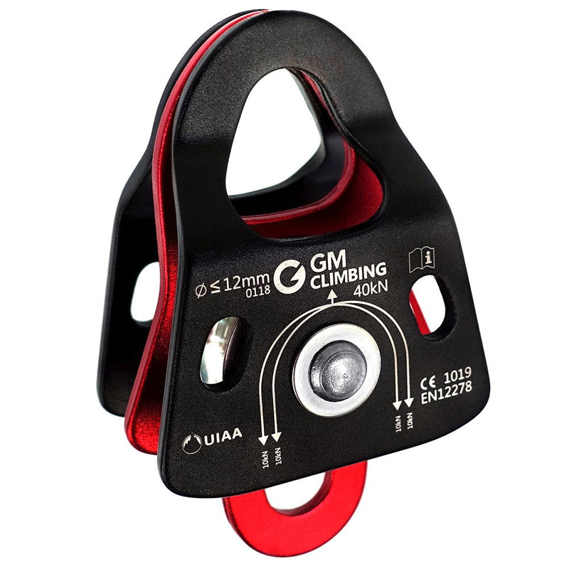 GM CLIMBING 40kN Micro Double Pulley Prusik Minding Ball Bearing UIAA CE for Progress Capture System Rigging Hauling Rescue Arborist Tree Climbing Single unit - BeesActive Australia