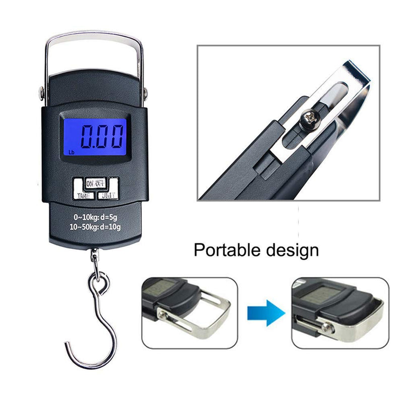 [AUSTRALIA] - Emoly Portable Electronic Digital Hanging Fishing Scale with Backlit LCD Display, 110lb/50kg Weight Capacity (Not Batteries Included) 