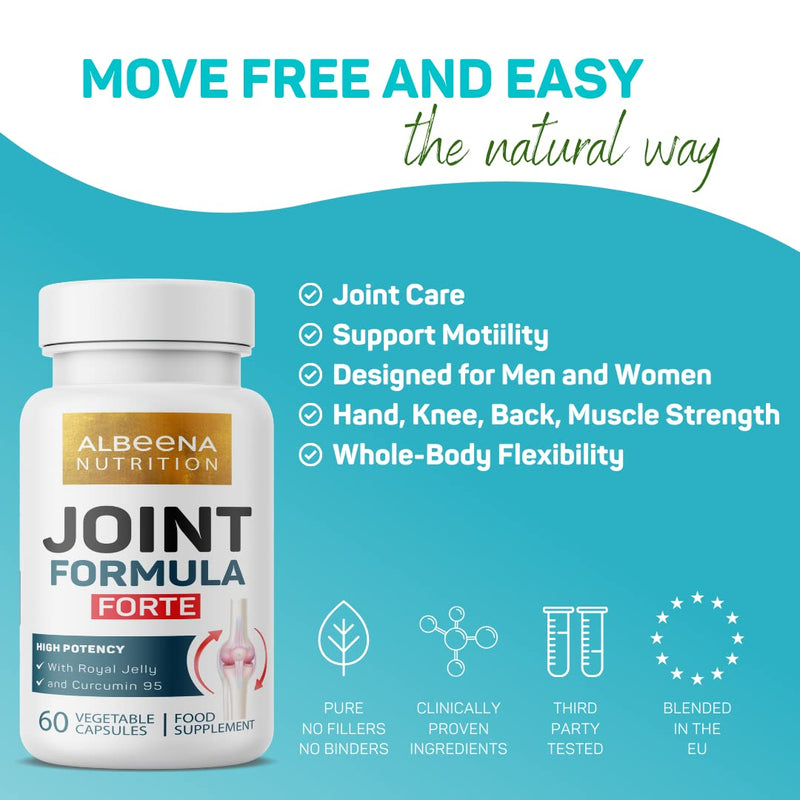 Joint Formula Forte with Royal Jelly and Curcumin 95 | 60 Vegetable Capsules | High Potency Arthritis Pain Relief | Suitable for Vegetarians | - BeesActive Australia