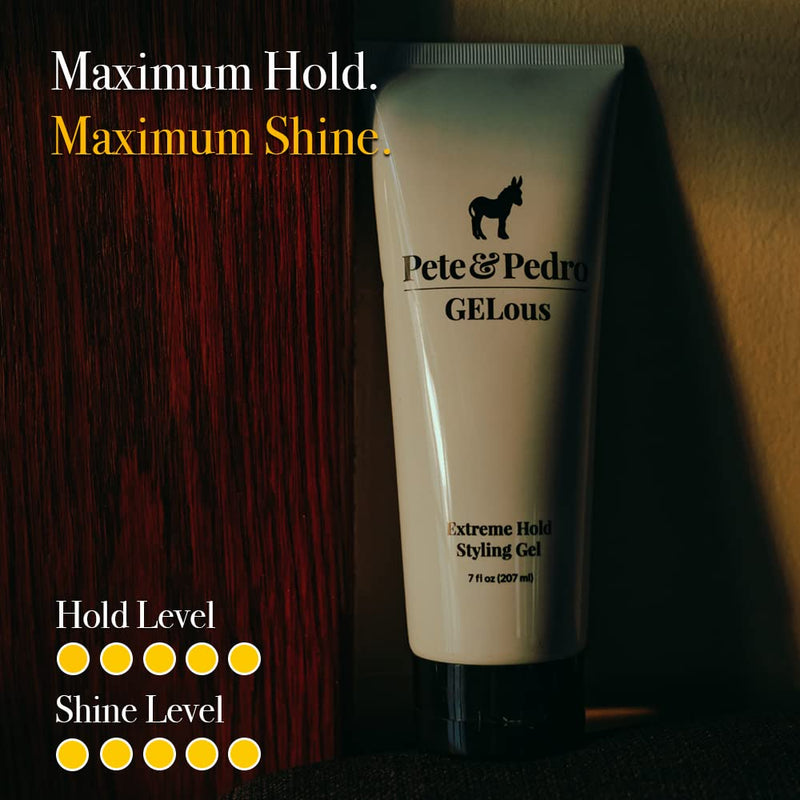 Pete & Pedro GELous - Extreme Hold Styling Hair Gel for Men | Super Strong Hold and High Shine | Gel/Paste Hybrid Provides Slick Wet Hair Look | As Seen on Shark Tank, 7 oz. e) GELous Extreme Hold Styling Gel - BeesActive Australia