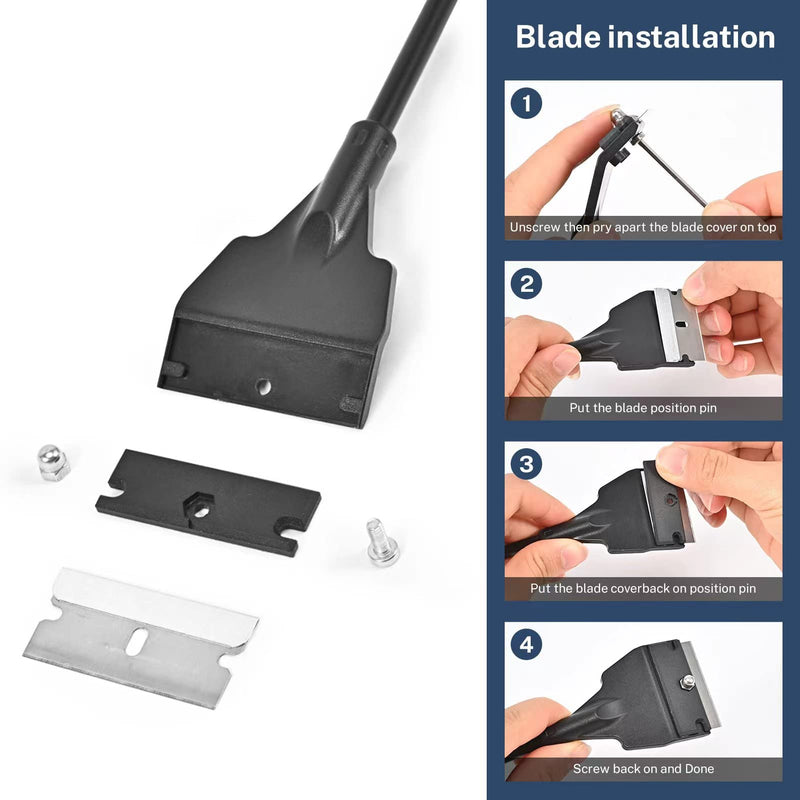 Fish Tank Scraper Cleaner for Glass Aquariums, 21" Handheld Scraper Cleaning Razor with 5 Stainless Steel Blades for Fish Reef Plant Glass Tank - BeesActive Australia