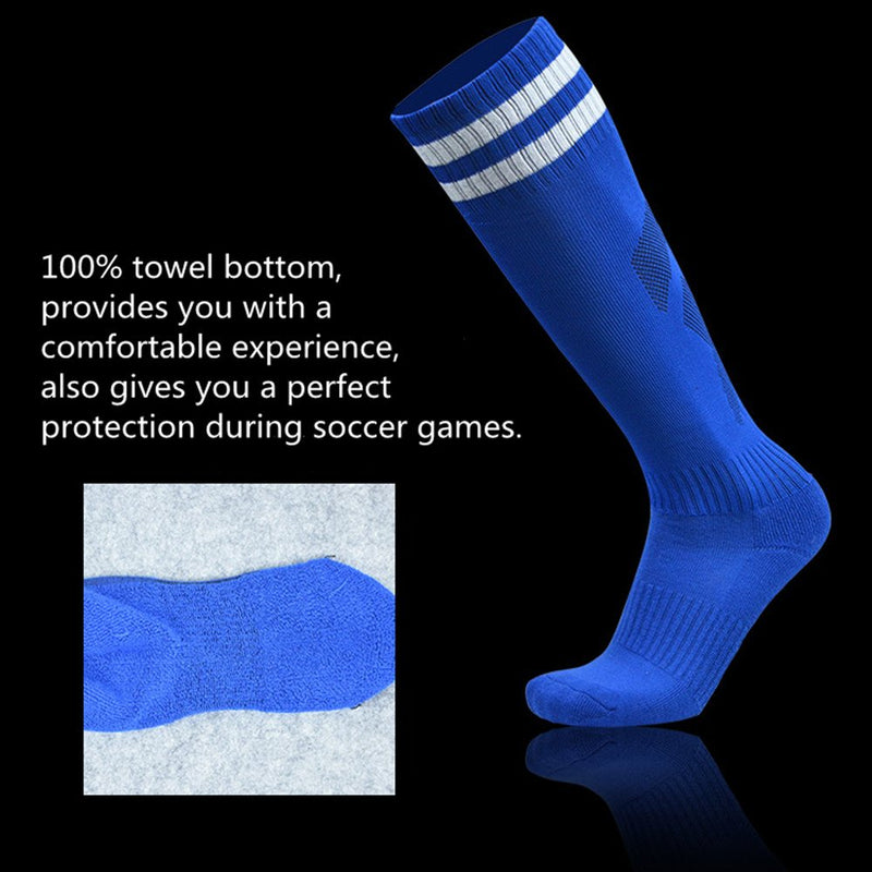Soccer Shin Pad Over Knee Soccer Socks 2 Pairs Kids Leg Carf Protective Shin Pads Adjustable Perforated Breathable Guard Board and Impact Resistant Youth Kids Soccer Guards Socks Blue - BeesActive Australia