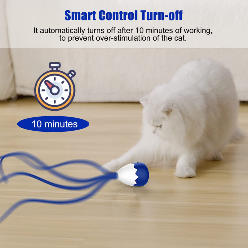 Cat Wand Toy, Automatic Silicone Tail Teaser Toy 2 in 1, Electronic Interactive Toy for Indoor Cats, Rechargeable Exercise Toy for Kitten Navyblue - BeesActive Australia