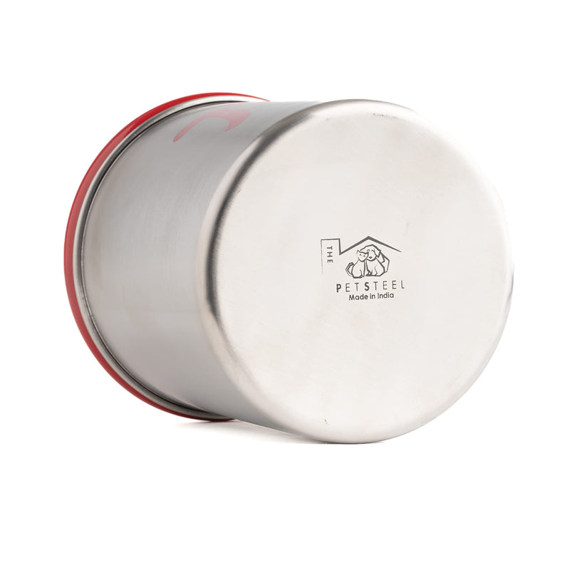 The PetSteel | Stainless Steel Treat Jar with Red Lid | Fits up to 2lbs of Pet Treats | Tight Fitting Lids | Great Way to Display and Store Your Dog or Cat's Food Silver,Red - BeesActive Australia