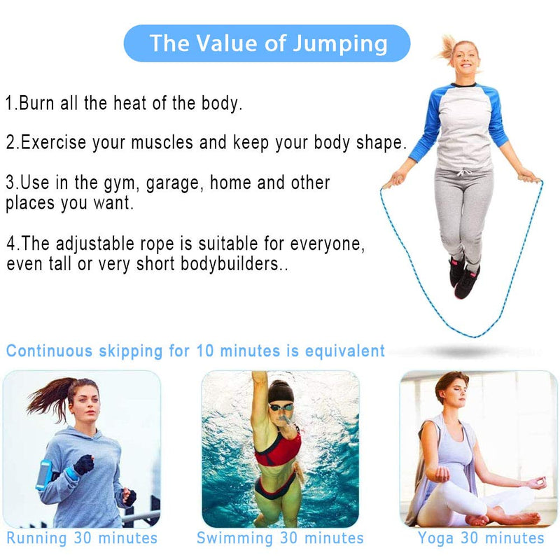 ACEONE Jump Rope Kids, 7ft Adjustable Cotton Skipping Rope with Wooden Handle for Boys and Girls Fitness Outdoor Exercise Blue - BeesActive Australia