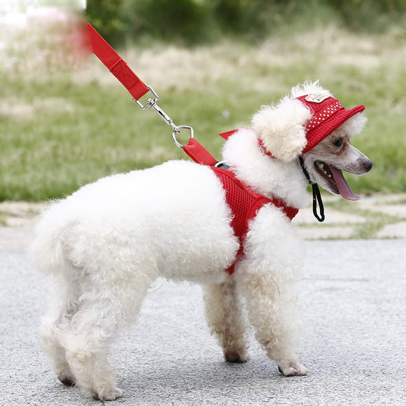 BBEART Pet Cap, Round Hat Fashion Dog Canvas Princess Hat Baseball Adjustable Chin Strap Sun Protection Visor for Puppy Dog S Red - BeesActive Australia