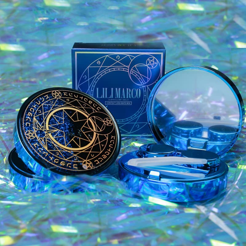 Travel Contact Lens Cases with Mirror, Magical Girl, Durable, Compact, Portable Soak Storage Kit, Protect Your Eyes, Home Case Easy Carry Mini Box,Tweezers Solution Bottle Lens Container Blue - BeesActive Australia