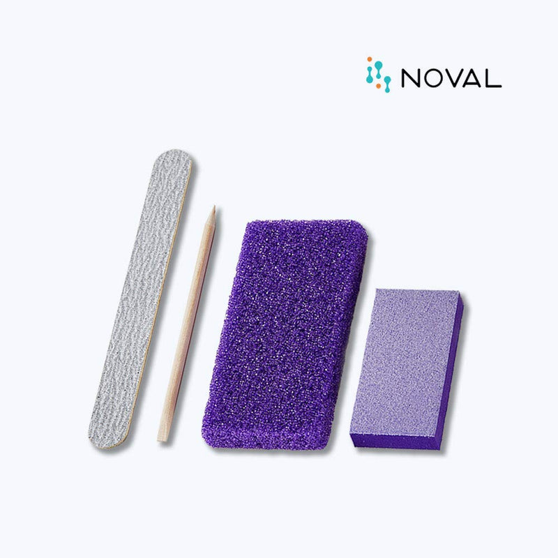 NOVAL Disposable Nail Salon Manicure Pedicure Set Kit Foot for Nail Beauty,4- Piece Including Nail File 80/100 Grit, Pumice, Buffer And Pusher,12 Kits L-12 PCS - BeesActive Australia