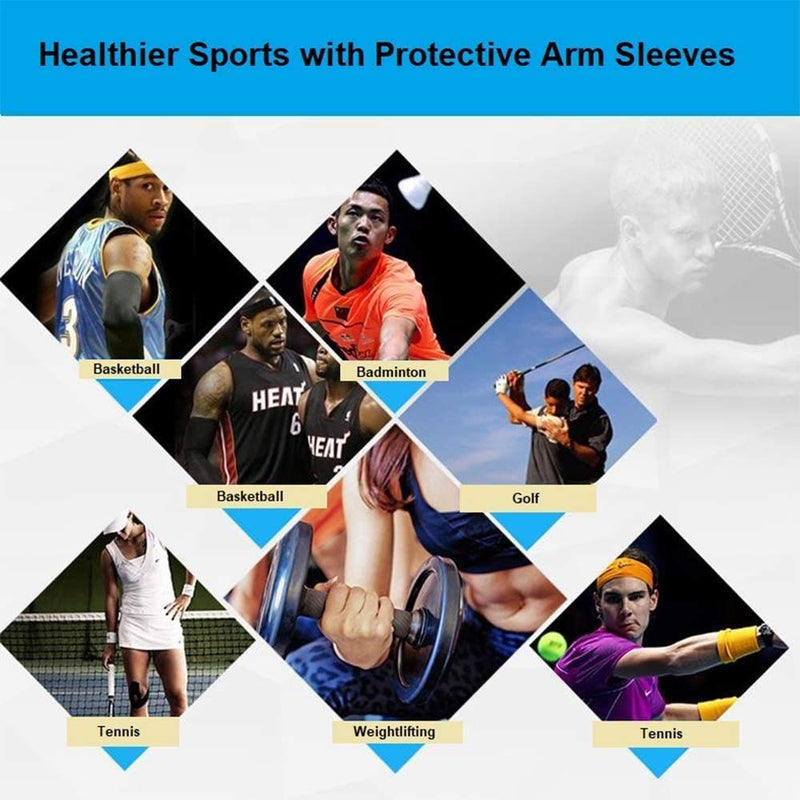 ASEEBY Arm Sleeves Compression Long Sleeves Arm Support for Basketball Football Cycling UV-Protection for Men Women Kids Medium White - BeesActive Australia