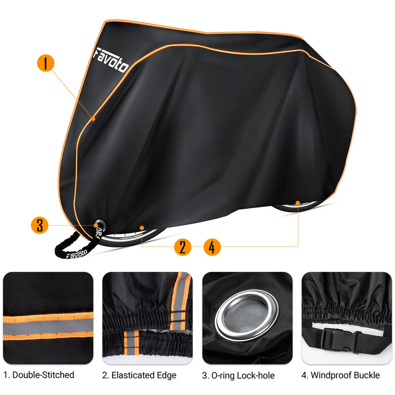 Favoto Bike Cover Waterproof Outdoor Bicycle Cover with Reflective Stripes Windproof UV Snow Rustproof with Lock Hole and Storage Bag for Mountain Bike, Road Bike, City Bike, Cruiser Bike - BeesActive Australia