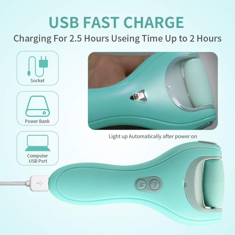Electric Rechargeable Callus Remover for Feet，Portable Electronic Foot File for Hard Skin Remover Pedicure Tools kit Waterproof Callus Shaver for Cracked Heels Thick Callous with 2 Roller Heads - BeesActive Australia