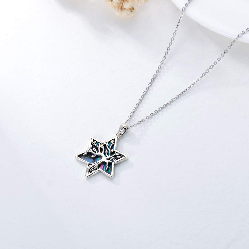 ONEFINITY Tree of Life Necklace 925 Sterling Silver Abalone Shell Celtic Knot Pendant Necklace for Women Jewelry Star of David Tree - BeesActive Australia