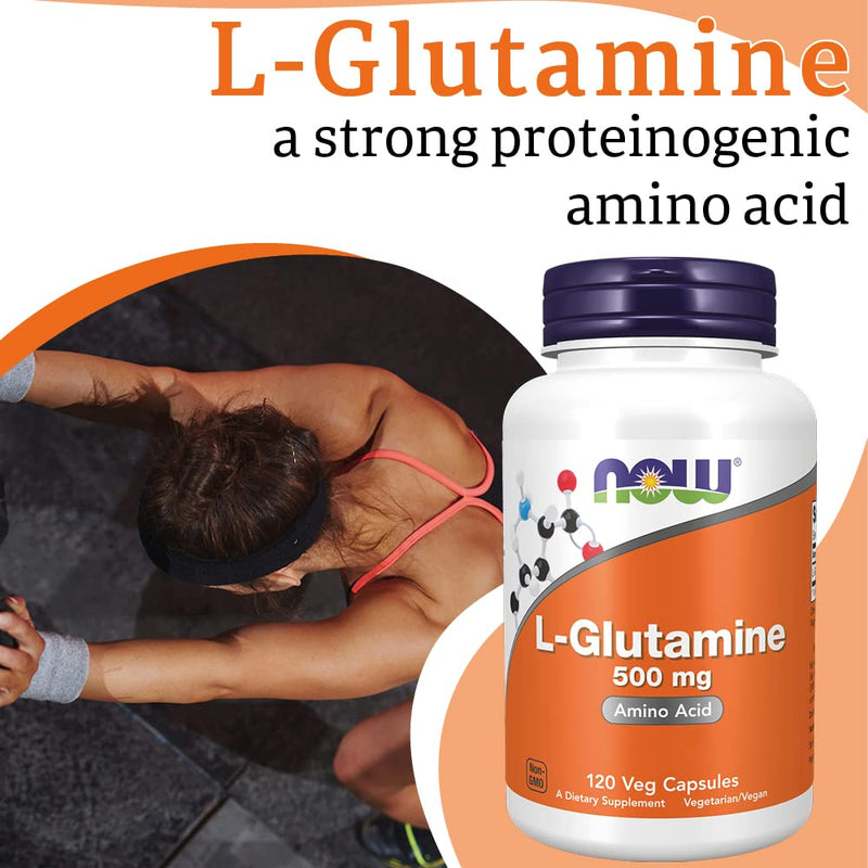 Now Foods, L-Glutamine, 500mg, 120 Vegan Capsules, Lab-Tested, Amino Acid, Gluten Free, SOYA Free, Vegetarian - BeesActive Australia