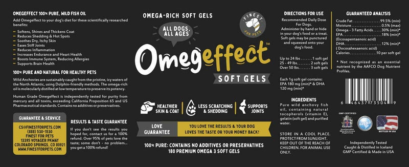 100% Pure Omega 3 Fish Oil for Dogs - Soft Gels for Skin, Coat & Joints. Reduces Scratching & Shedding. from Wild Fish - Better Source of EPA & DHA Than Salmon Oil. Ideal for Medium Large Dogs. 180 Count - BeesActive Australia