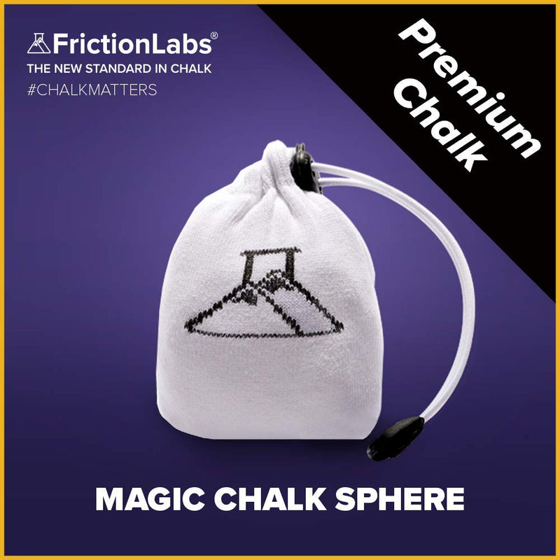 FrictionLabs Magic Chalk Ball 2.2 oz - Premium Chalk for Rock Climbing, Weight Lifting, Gymnastics Bowling Crossfit - Mess Free Gym Chalk with Refillable Sock - No Fillers or Artificial Drying Agents Chalk White - BeesActive Australia