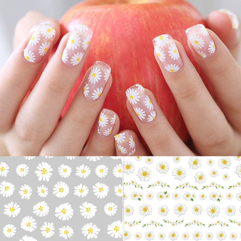 Flowers Nail Art Stickers Decals Nail Supplies 12 Sheets Sunflower Daisy Nail Sticker for Design Decoration Sunflower 3D Self-Adhesive Decals for Nail Manicure Design - BeesActive Australia