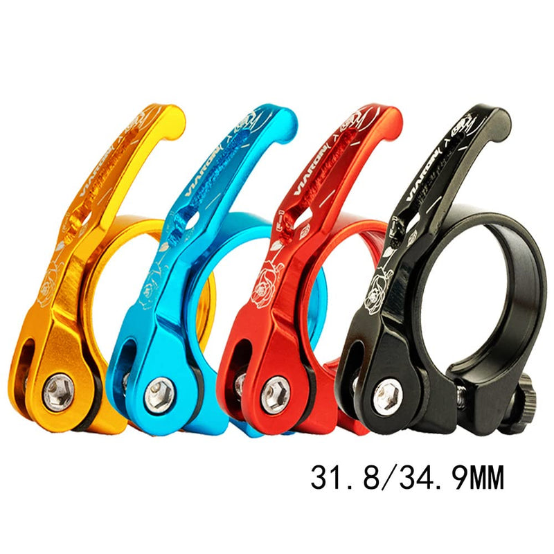 VIARON Bike Seat Post Clamp Aluminium Alloy Quick Release Bicycle Seat Clamp 31.8/34.9MM (Black, 31.8mm) Black - BeesActive Australia