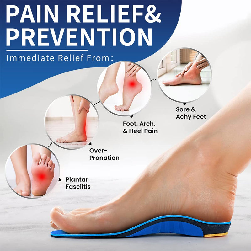 TOPSOLE Orthotic Insoles Plantar Fasciitis Insoles Arch Support Insoles for Flat Feet,Foot Pain, High Arches,OverPronation,Metatarsalgia,Heel Pain, Insoles for Men and Women (UK-8-27cm, Blue) UK-8-27cm - BeesActive Australia