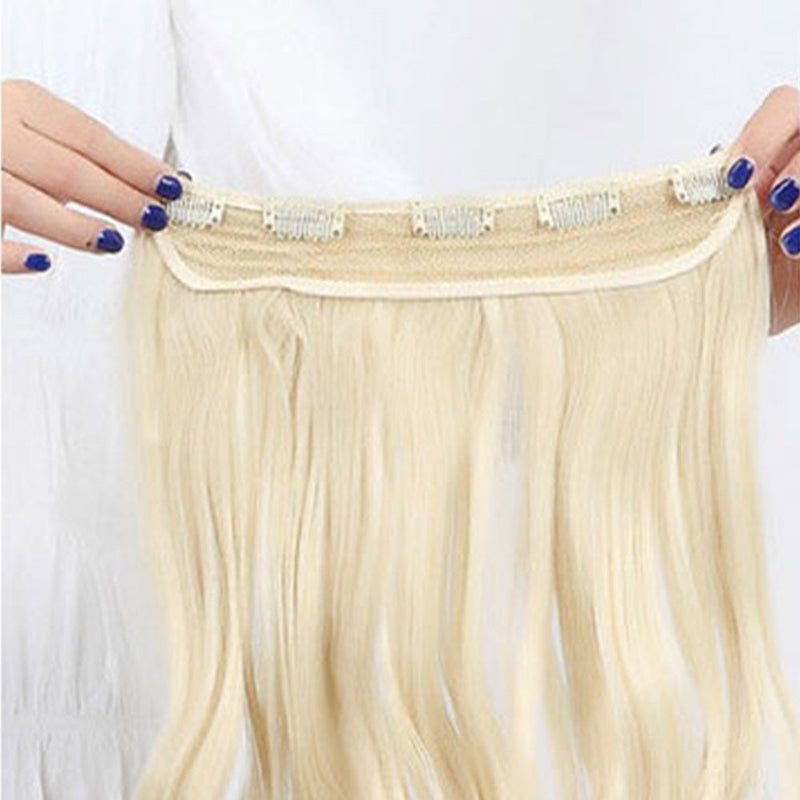 17"/43CM One Piece Clip In Hair Extensions Curly 120g Hairpieces 5 Clips Wavy Synthetic - Bleach Blonde 17 Inch - BeesActive Australia