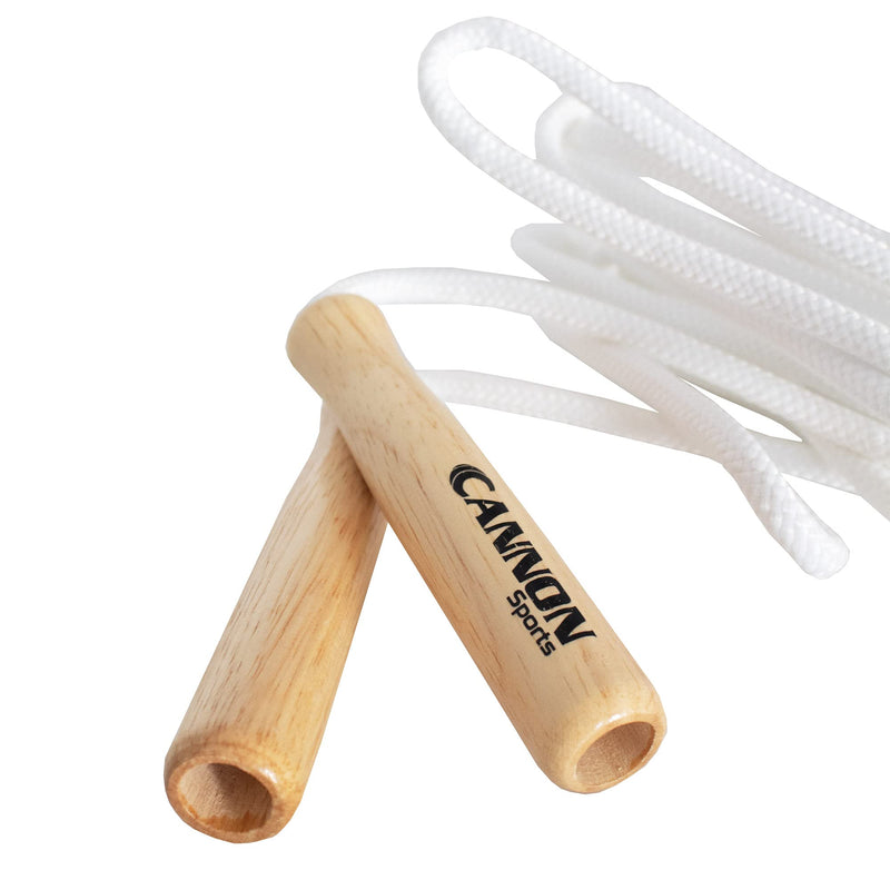 Cannon Sports White Jump Ropes with Wooden Handles & Braided Polyester for Fitness, Exercise & Home Gym 8-feet - BeesActive Australia