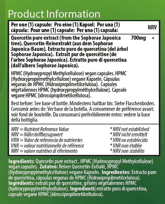 Quercetin 700mg Capsules Not Tablets High Strength Naturally High in Bioflavenoids � 60 Capsules 1 - BeesActive Australia