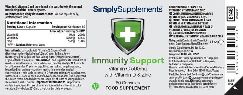 Vitamin C, D and Zinc Capsules for Immunity Support | One-a-Day Caps | Vegan Friendly & Gluten Free | UK Manufactured (60) 60 - BeesActive Australia