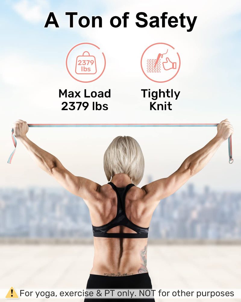 Tumaz Yoga Strap/Stretch Bands [15+ Colors, 6/8/10 Feet Options] with Extra Safe Adjustable D-Ring Buckle, Durable and Comfy Delicate Texture - Best for Daily Stretching, Physical Therapy, Fitness 6 Feet 01. Candy - BeesActive Australia