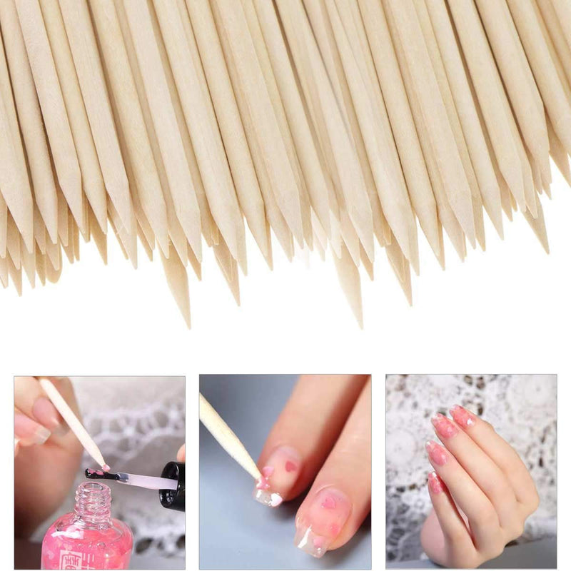 Onwon 200 Pieces Orange Wood Sticks - Double Sided Nail Art Multi-Functional Cuticle Pusher Remover, Clean Nail Polish - 110mm Pointed End & Flat End Manicure Pedicure Tool - BeesActive Australia