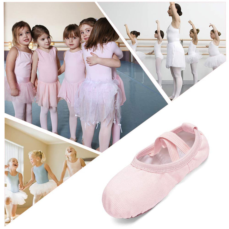 [AUSTRALIA] - STELLE Girls Canvas Ballet Slippers Flats, No Drawstring Dance Shoes for Toddler/Kid 3 Big Kid Light Ballet Pink 