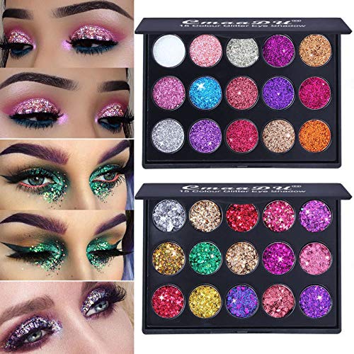 Glitter Eyeshadow Palette Shiny Makeup Pallet Shimmer 15 Colors Eye shadow Long Lasting Sparkling Cosmetic (15 Colors 01) 15 colors 01 - BeesActive Australia