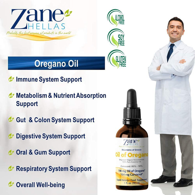 Zane Hellas 190 mg Oregano Oil-164 mg Carvacrol per Serving-4 Drops Daily. 100% Greek Undiluted Oil of Oregano. 86%-90% Min Carvacrol. Probably The Best Oregano Oil in The World. 1 fl. oz.-30ml. - BeesActive Australia