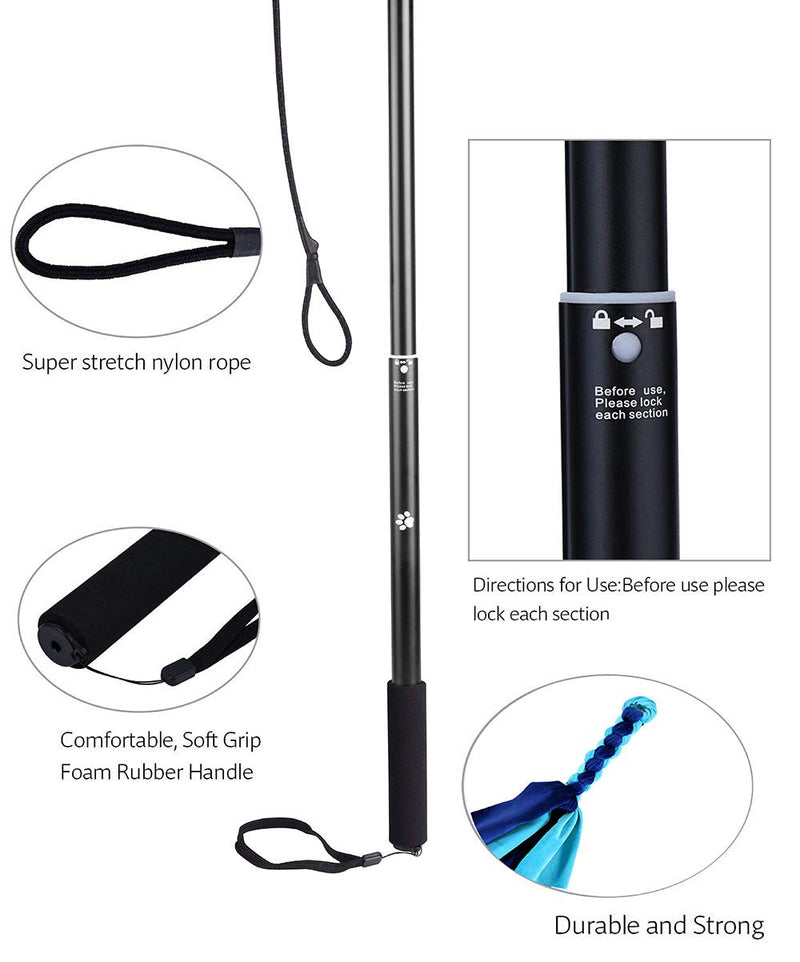 GoodsBeauty Interactive Dog Toys - Extendable Flirt Pole with 2pcs Braided Rope Tugs for Dog Outdoor Entertainment, Train and Exercise, Black, Size L new blue - BeesActive Australia