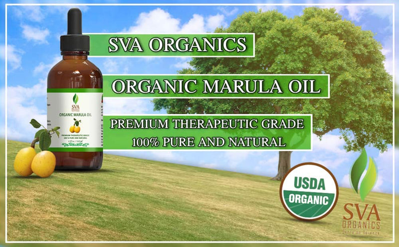 SVA Organics Marula Oil Organic USDA 4 Oz Pure Natural Cold Pressed Carrier Unrefined Luxury Oil for Face, Body, Lips, Hair, Nails, Shampoo, Conditioner, Lotion, Face Serum - BeesActive Australia