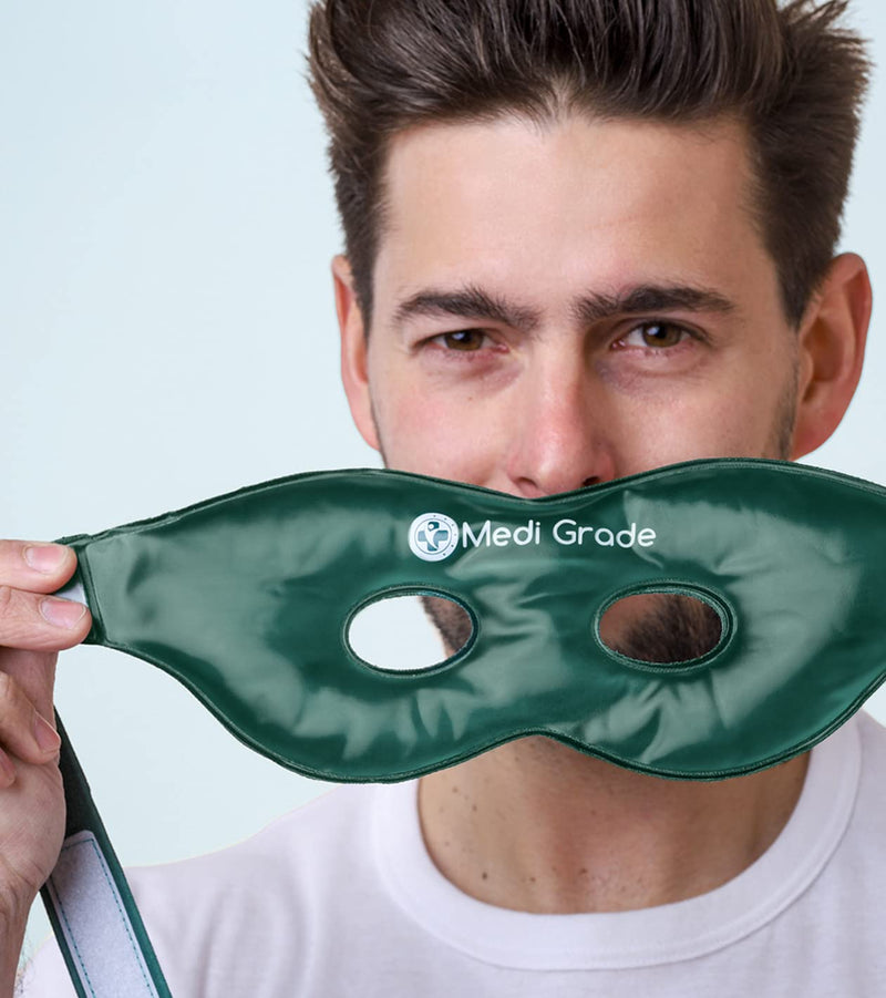 Medi Grade Cooling Eye Mask - Reusable Gel Eye Mask with 2 x Cooling Eye Pads and Cooling Storage Bag - Enjoy Relaxation at Home or On The Go with Our Reversible Eye Compress with Adjustable Straps - BeesActive Australia