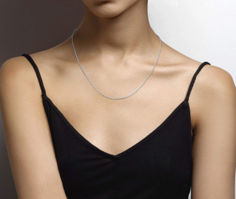 Miabella Solid 925 Sterling Silver Italian 2mm, 3mm Diamond-Cut Braided Rope Chain Necklace for Men Women, 925 Sterling Silver Made in Italy Length 30 Inches - BeesActive Australia