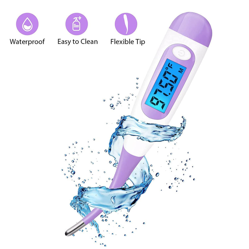 Digital Basal Thermometer for Ovulation with Backlight LCD Display, Premom APP, 1/100th Degree High Precision and Memory Recall, Ovulation Tracking, Charting &Natural Family Planning, Purple Digital Basal Thermometer-Purple - BeesActive Australia