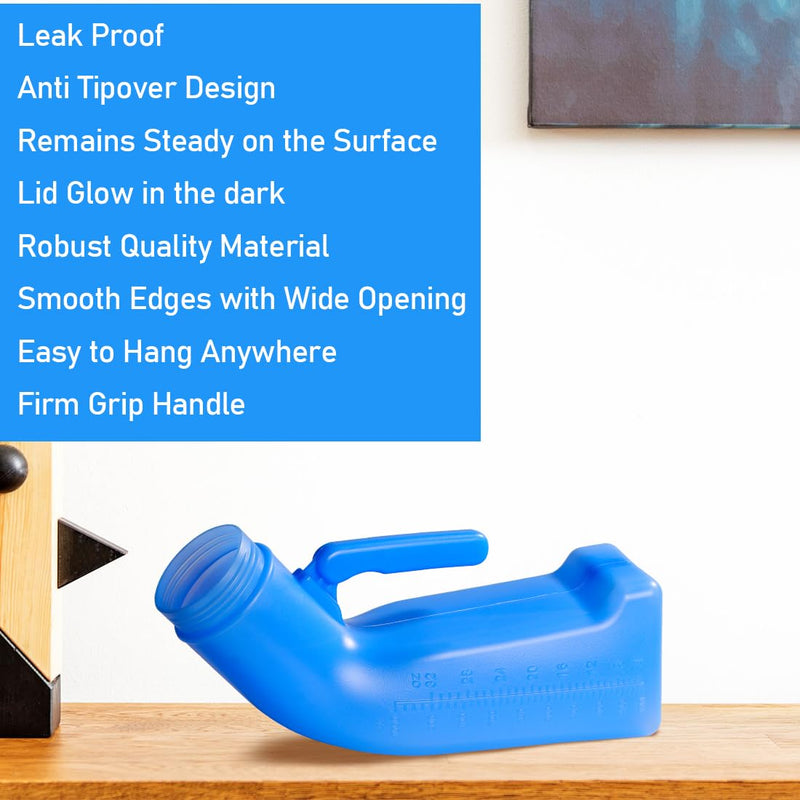 Urinal Bottle Portable Urinal Toilet 1L Male Plastic Pee Bottle Urine Bottles with Lid Wee Potty for Travel Tent Camping Emergency - BeesActive Australia