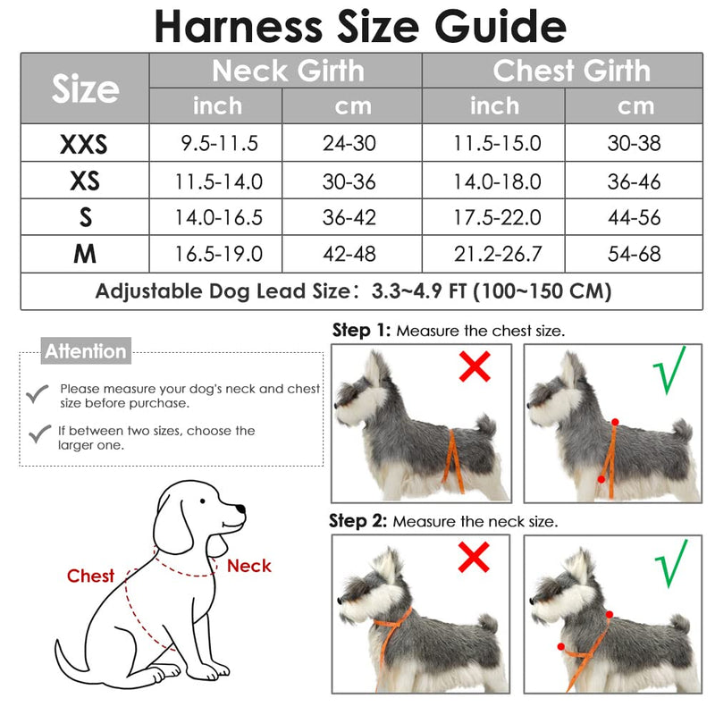 SlowTon No Pull Small Dog Harness and Leash Set, Puppy Soft Vest Harness Neck & Chest Adjustable, Reflective Lightweight Harness & Anti-Twist Pet Lead Combo for Small Medium Dogs XX-Small (Chest 11.5-15.0") A-Fuchsia - BeesActive Australia