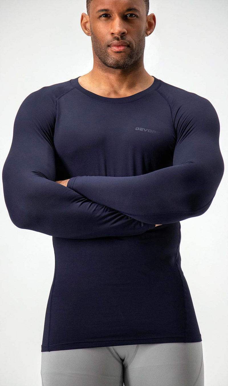 DEVOPS 2 Pack Men's Thermal Long Sleeve Compression Shirts Large Black / Navy - BeesActive Australia