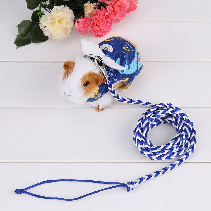 Squirrel Harness, Adjustable Cute Angle Wings Comfort Harness Vest Clothes with Leash Hamster Gerbil Rat Mouse Ferret Chinchilla Small Animal Walking Toy (Light Blue) - BeesActive Australia