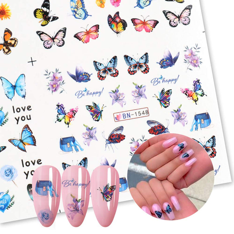 Butterfly Nail Art Stickers Decals Nail Flowers Butterfly Nails Design Accessories Water Transfer Nail Decals Butterflies Nails Supply DIY Manicure Tips Wraps Charms (12 Pcs) - BeesActive Australia