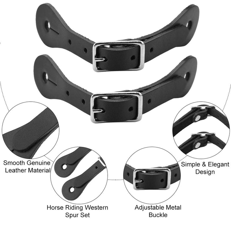 [AUSTRALIA] - HEEPDD 1 Pair Spur Straps, Adult Western-Style Spurs Leather Belt Handmade Genuine Leather Horse Riding Accessories Black 