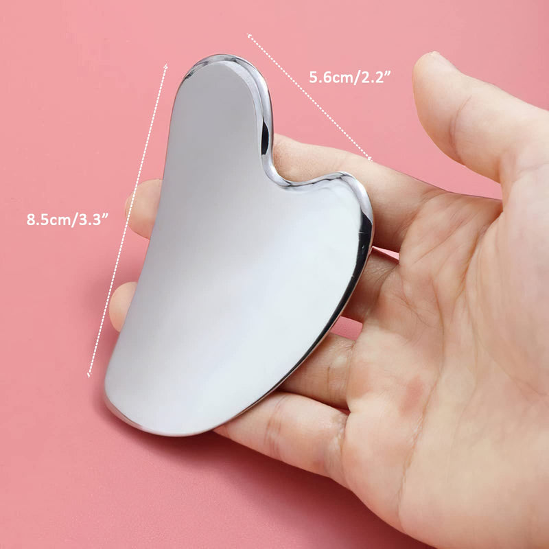 Gua Sha Facial Tool, Stainless Steel Guasha Scraping Massage Tool, Metal Lymphatic Drainage Massage Scraper for Face, Eyes, Neck, Body - BeesActive Australia