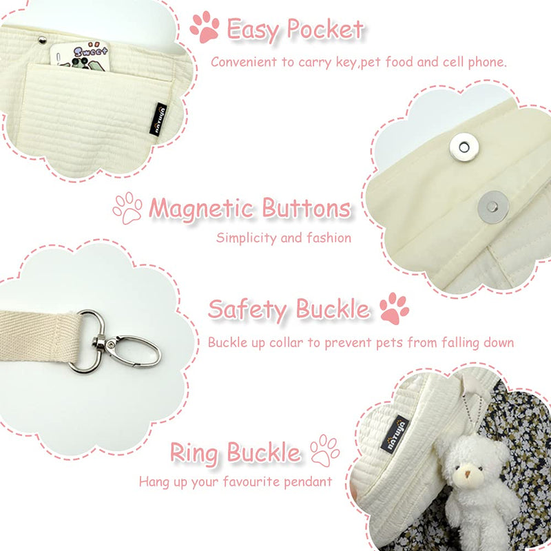 NATUYA Small Dog Carrier Sling Cat Sling-Dog Slings for Carrying Small Dogs-Adjustable Strap Hand Free Pet Puppy for Outdoor Traveling Subway white canvas - BeesActive Australia